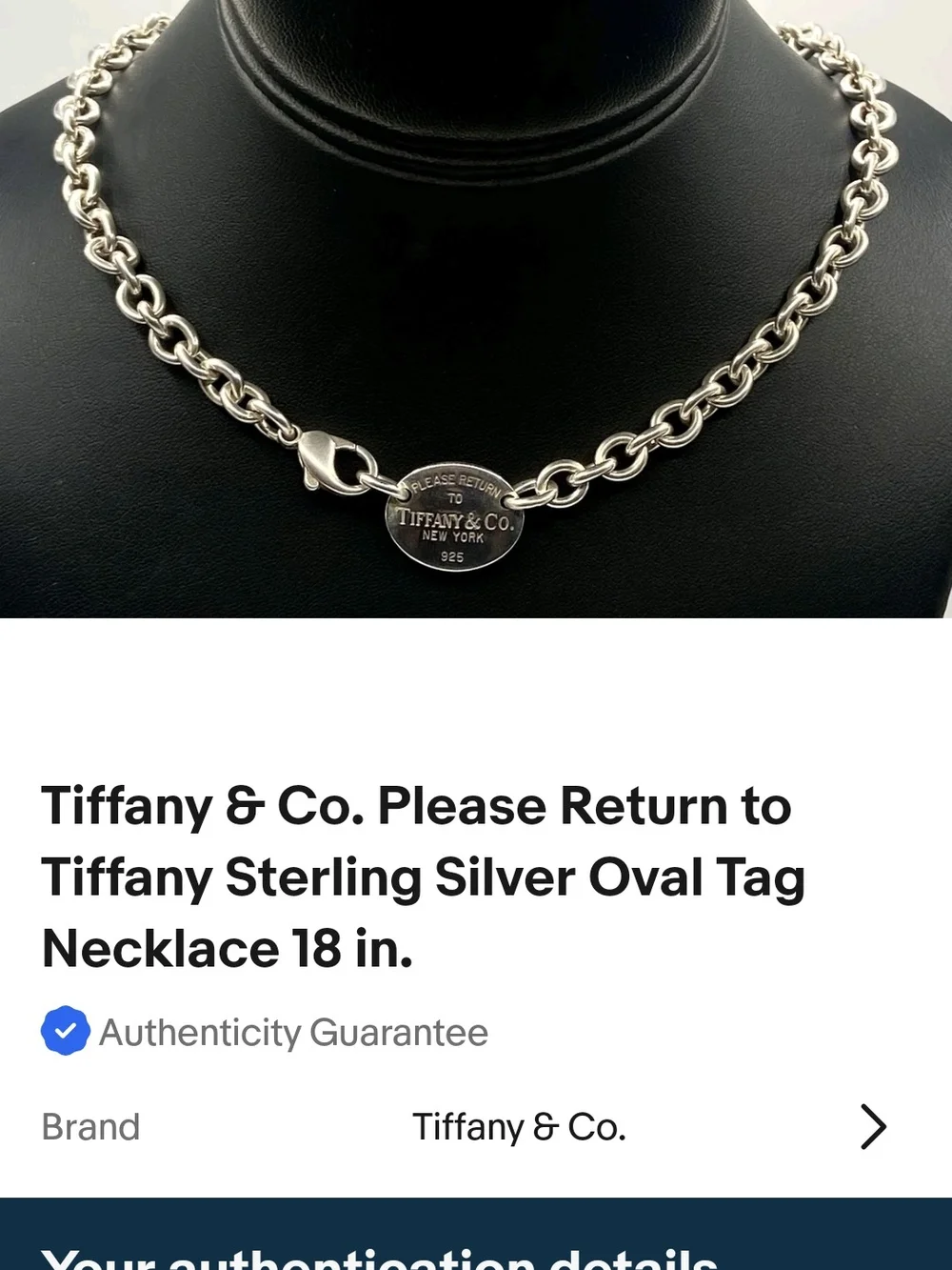 EUC Tiffany & Co. Sterling Silver 'Please Return to Tiffany' Link Necklace - Picture 2 of 6